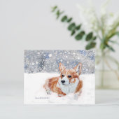 Winter Corgi Briefkaart (Staand voorkant)