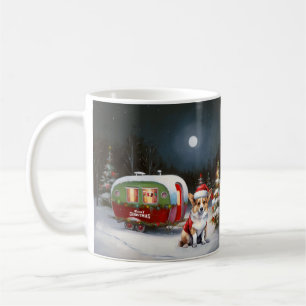 Winter Corgi Caravaan Kerstmis Avontuur Koffiemok