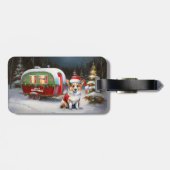 Winter Corgi Caravan Kerstavontuur Bagagelabel (Achterkant horizontaal)