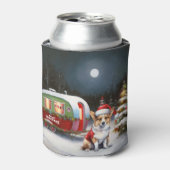 Winter Corgi Caravan Kerstavontuur Blikjeskoeler (Blikje Voorkant)
