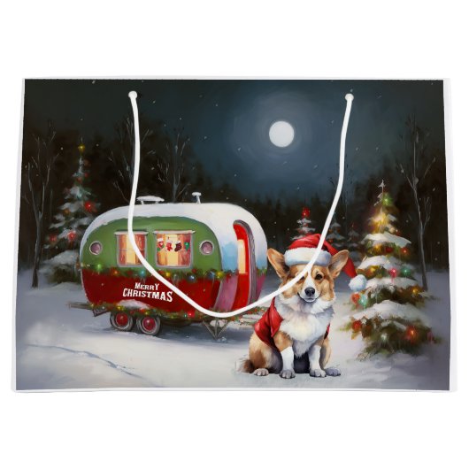 Winter Corgi Caravan Kerstavontuur Groot Cadeauzakje (Voorkant)