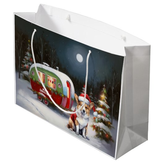 Winter Corgi Caravan Kerstavontuur Groot Cadeauzakje (Achterkant Gekanteld)