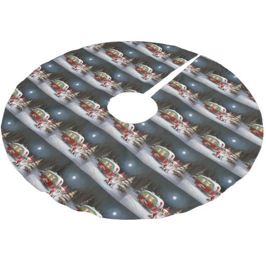 Winter Corgi Caravan Kerstavontuur Kerstboom Rok (Gekanteld)