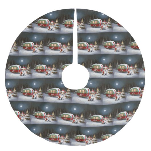 Winter Corgi Caravan Kerstavontuur Kerstboom Rok (Voorkant)