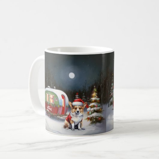 Winter Corgi Caravan Kerstavontuur Koffiemok (Voorkant links)