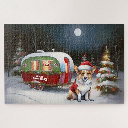 Winter Corgi Caravan Kerstavontuur  Legpuzzel (Horizontaal)