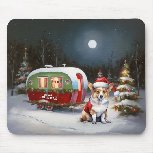 Winter Corgi Caravan Kerstavontuur  Muismat (Voorkant)