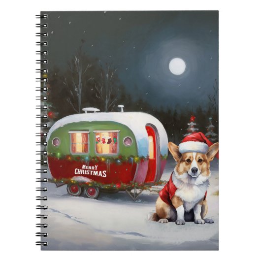 Winter Corgi Caravan Kerstavontuur Notitieboek (Voorkant)