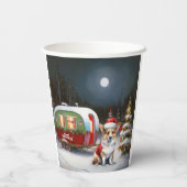 Winter Corgi Caravan Kerstavontuur Papieren Bekers (Achterkant)