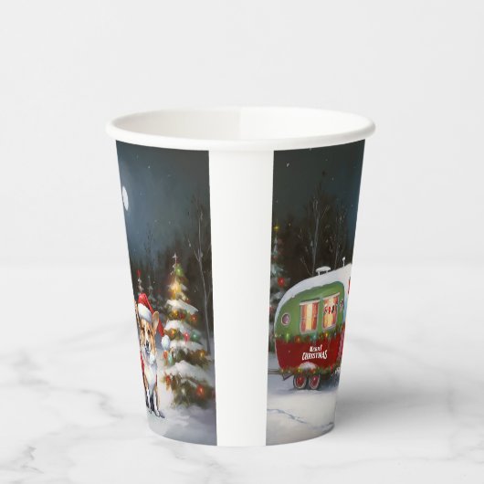 Winter Corgi Caravan Kerstavontuur Papieren Bekers (Links)