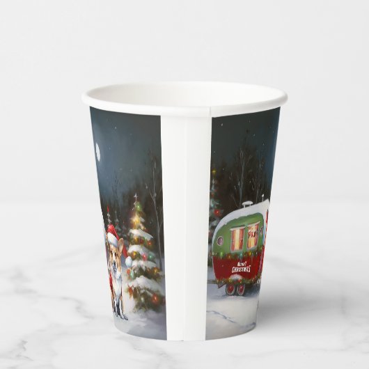 Winter Corgi Caravan Kerstavontuur Papieren Bekers (Rechts)