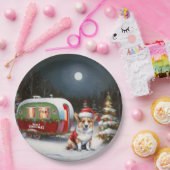 Winter Corgi Caravan Kerstavontuur Papieren Bordje (Feest)