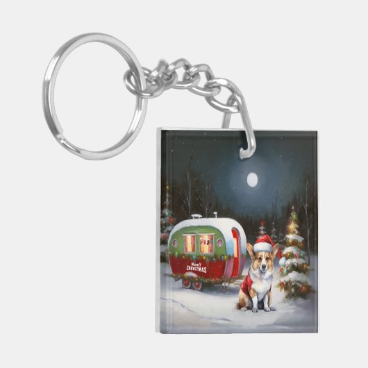 Winter Corgi Caravan Kerstavontuur Sleutelhanger (Voorkant Links)