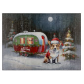 Winter Corgi Caravan Kerstavontuur Snijplank (Voorkant)