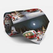 Winter Corgi Caravan Kerstavontuur Stropdas (Opgerold)