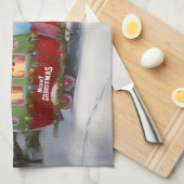 Winter Corgi Caravan Kerstavontuur Theedoek (Quarter Fold)