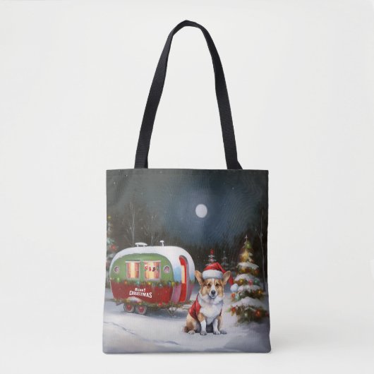 Winter Corgi Caravan Kerstavontuur Tote Bag (Voorkant)