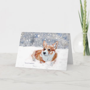 Winter Corgi Feestdagen Kaart