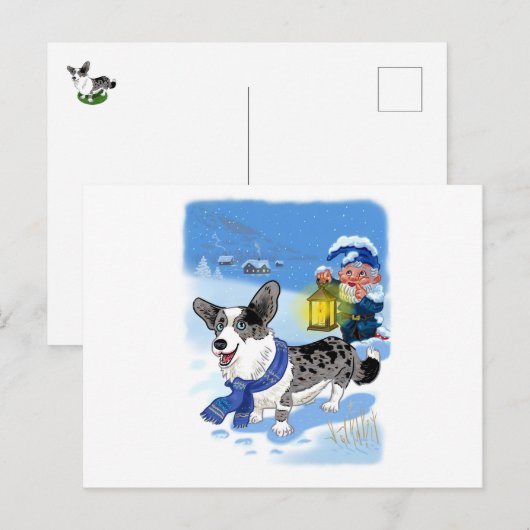Winter Corgi Feestdagenkaart (Voorkant / Achterkant)