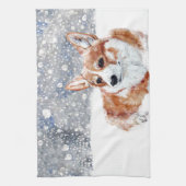 Winter Corgi Theedoek (Verticaal)