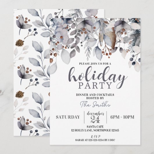 Winter Corporate Holiday Party, Cocktails Dinner Kaart (Voorkant / Achterkant)