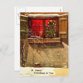 Winter Cottage Candlelit-kerstboom Feestdagenkaart (Voorkant / Achterkant)