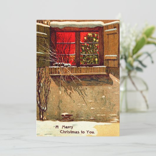 Winter Cottage Candlelit-kerstboom Kaart (Staand voorkant)