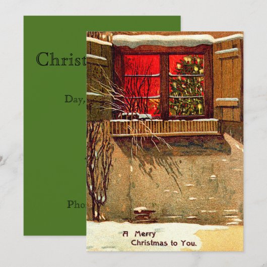 Winter Cottage Candlelit-kerstboom Kaart (Voorkant / Achterkant)