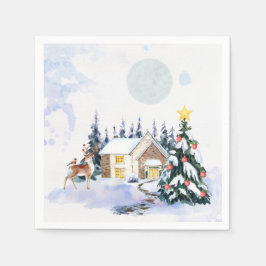 Winter Cottage Christmas Paper Napkins Servet