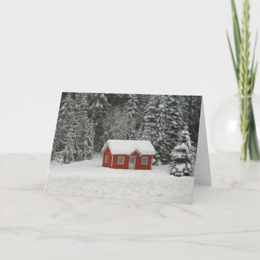 Winter Cottage Feestdagen Kaart (Voorkant)