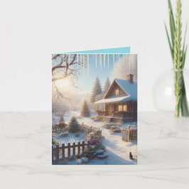 Winter Cottage Gevouwen Note Kaart