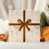 Winter Cottage & Gold Snowflake Christmas  Cadeaupapier