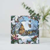 Winter Cottage Greeting Card Feestdagenkaart (Staand voorkant)