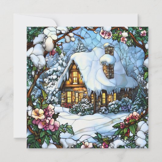 Winter Cottage Greeting Card Feestdagenkaart (Voorkant)