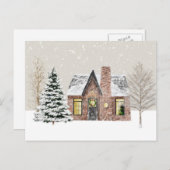 Winter Cottage House Sneeuwval Briefkaart (Voorkant / Achterkant)