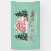 Winter Cottage Kerstbomen Santa Green Spandoek (Verticaal)