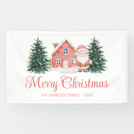 Winter Cottage Kerstbomen Santa Spandoek