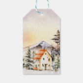 Winter Cottage Kersthuis Kerstmis Cadeaulabel (Achterkant)