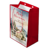 Winter Cottage Kersthuis Kerstmis Medium Cadeauzakje (Achterkant Gekanteld)
