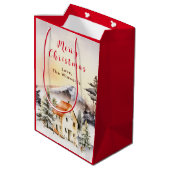 Winter Cottage Kersthuis Kerstmis Medium Cadeauzakje (Achterkant Gekanteld)