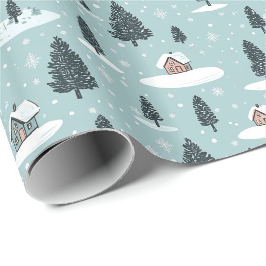 Winter Cottage Pattern Cadeaupapier (Rol Hoek)