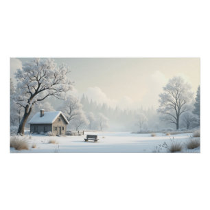 Winter Cottage Rustigheid – Vreedzaam Besneeuwd Do Perfect Poster