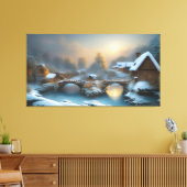 Winter Cottage Scene Canvas afdrukken (Insitu (Woonkamer))