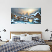 Winter Cottage Scene Canvas afdrukken (Insitu (Slaapkamer))