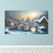 Winter Cottage Scene Canvas afdrukken (Insitu (Houten vloer))