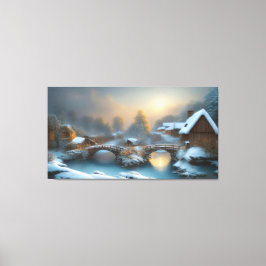 Winter Cottage Scene Canvas afdrukken