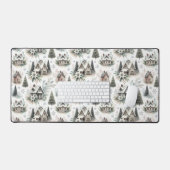 Winter Cottage Sneeuwval Patroon Bureaumat (Keyboard & Muis)