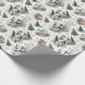 Winter Cottage Snowfall Pattern Cadeaupapier (Hoek)
