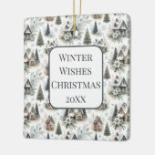 Winter Cottage Snowfall Pattern Keramisch Ornament (Links)