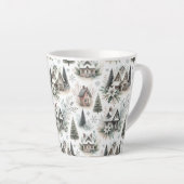 Winter Cottage Snowfall Pattern Latte Mok (Rechterhoek)